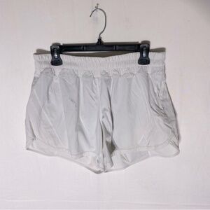 Lululemon White Mid High Rise Lined Activewear Athletic Shorts 12